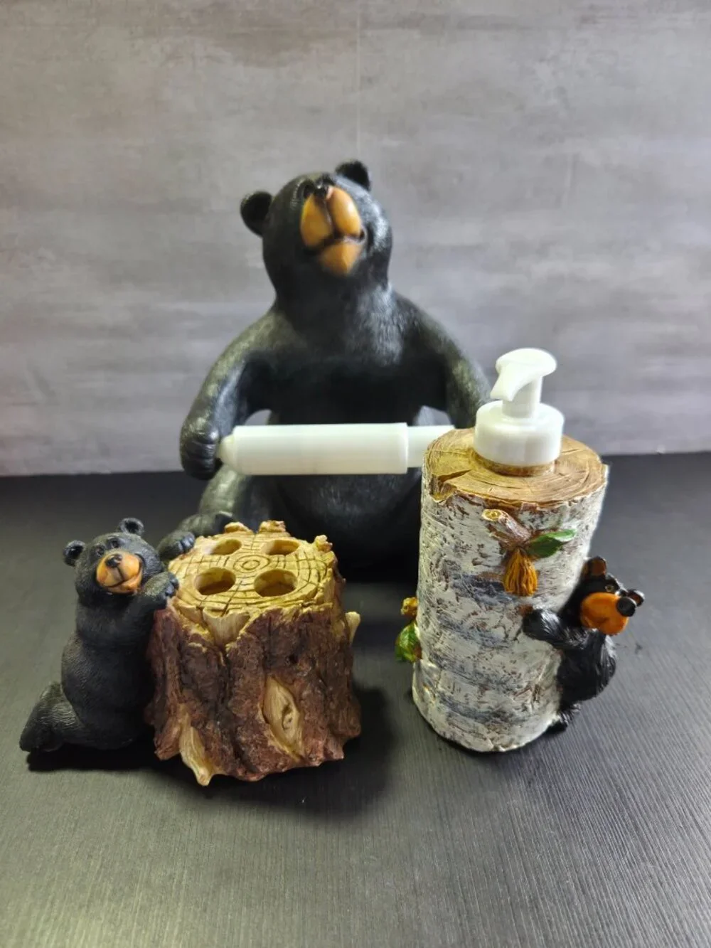 Black Bear Bathroom 3 Piece Set TP, Toothbrush, Soap - Home Cabin RV